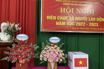 Trường tiểu học Trần Quốc Toản tổ chức Hội nghị cán bộ công chức và người lao động năm học 2022 – 2023 và bầu ban thanh tra nhân dân nhiệm kỳ 2022 – 2024 thành công tốt đẹp
